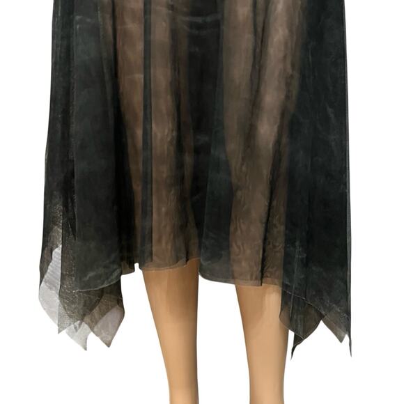 Dress To Kill Mesh Midi Dress One Size Floral Pointed Hem Lagenlook Artsy Gothic - Picture 5 of 10